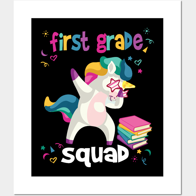 Team 1st Grade Squad Unicorn Back To School For Kids Wall Art by Kimmicsts